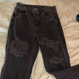 High Waisted Black Mom Jeans